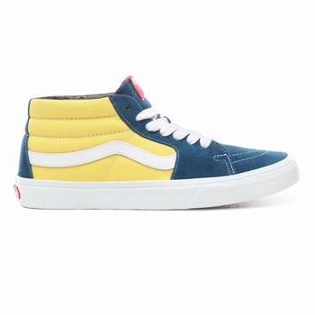 Férfi Vans Retro Skate Sk8-Mid Magasszárú Cipő VA2840576 Kék/Arany